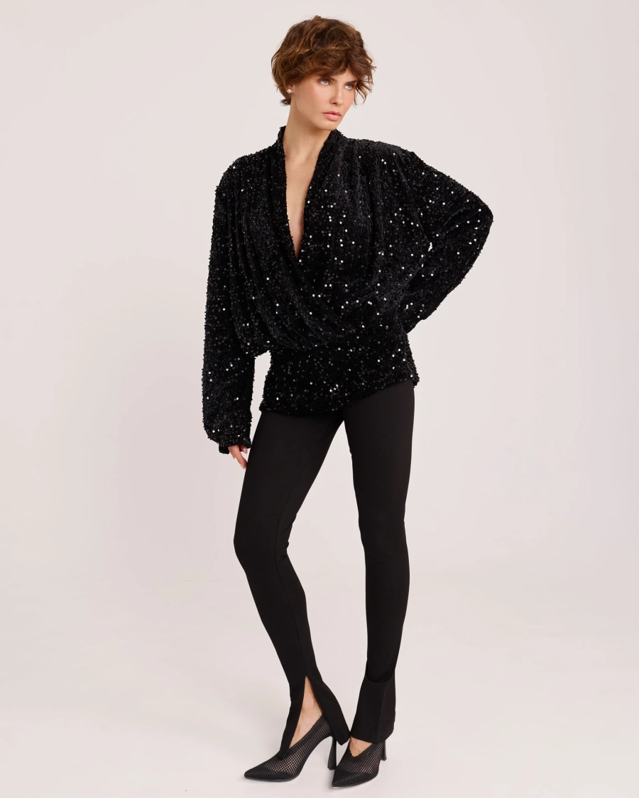 Блуза из пайеток BLACK Anmuse, цвет: Черный, BL25W217-BLC купить онлайн