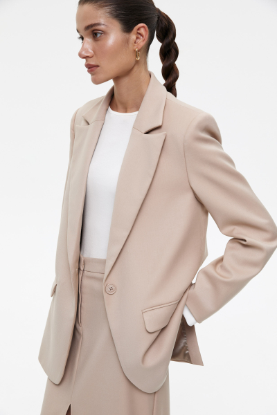 Пиджак с контрастными манжетами Charmstore, цвет: бежевый, 3010-2124-1000 купить онлайн