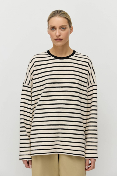Лонгслив в полоску из фактурного хлопка