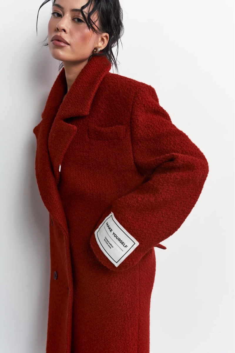Пальто-макси из вареной шерсти Насыщенный красный Erist store, цвет: красный, НФ-00003235 купить онлайн