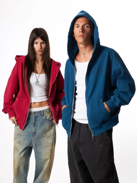 Худи Vintage waves zip hoodie U NAIPACHE, цвет: синий,  купить онлайн