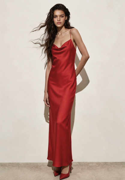 Платье комбинация с открытой спиной из атласа REFERT, цвет: красный, 08-2897/4-2511 купить онлайн