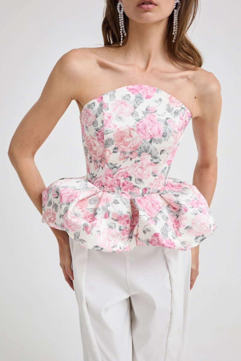 Топ-корсет цветочный принт Shtripling, цвет: белый, SHTOP004WHT купить онлайн