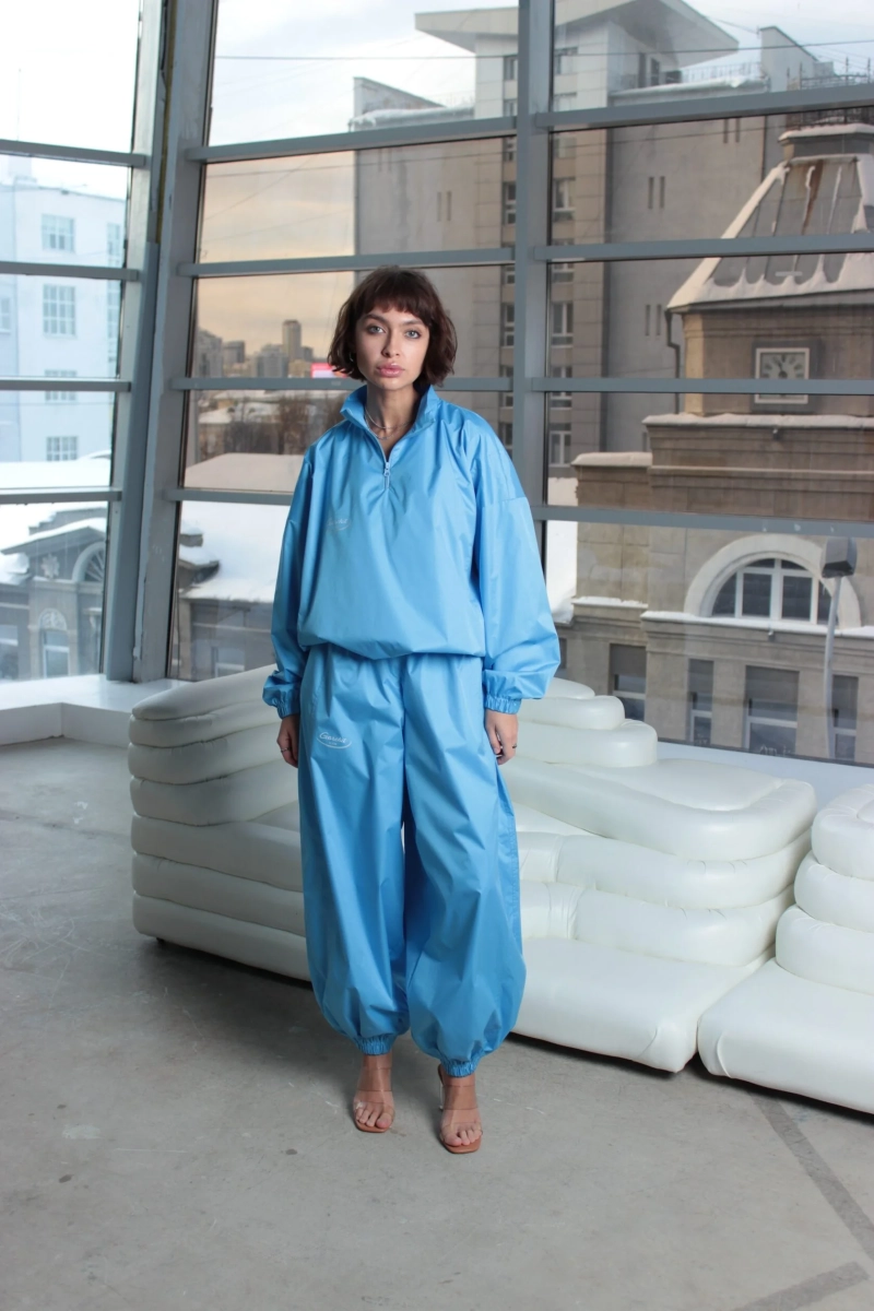 Брюки из плащевки GARCHIT, цвет: голубой, GARPlBr купить онлайн