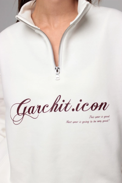 Свитшот с короткой молнией GARCHIT, цвет: белый, GARFutSvitMolnWhite1 купить онлайн