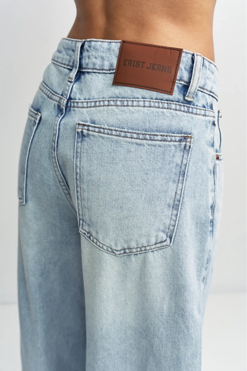 Джинсы свободные с имитацией разрезов Erist store, цвет: голубой, НФ-00003368 купить онлайн