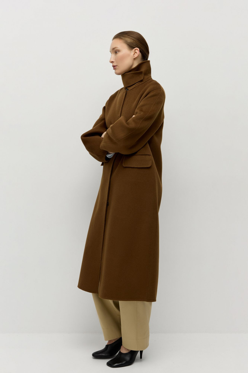 Пальто из шерсти мериноса AROUND, цвет: коричневый, 210_72M48 купить онлайн