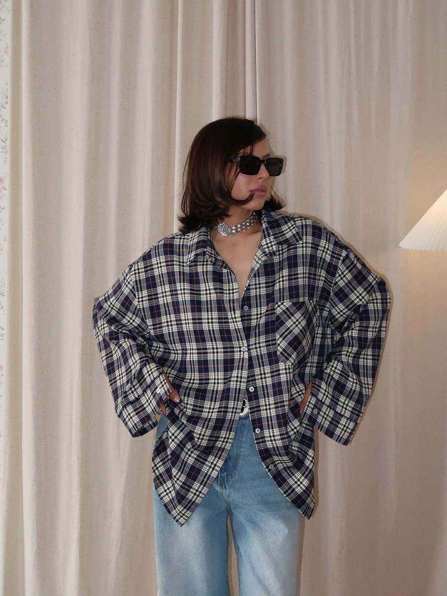 Рубашка в клетку MIARTLAND, цвет: темно-синий, НФ-00000865 купить онлайн