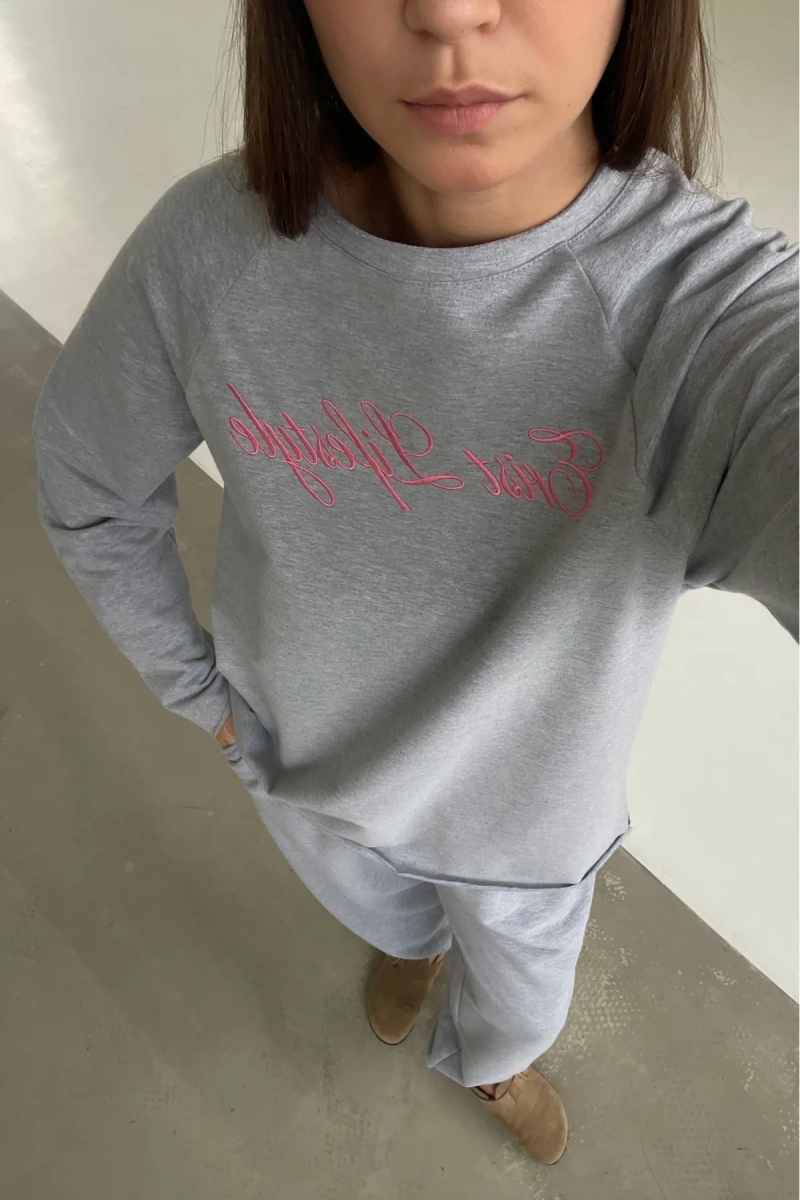 Лонгслив с вышивкой Erist store, цвет: серый, НФ-00003347 купить онлайн