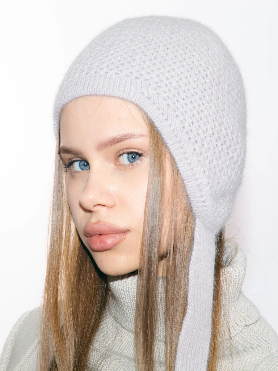 Чепчик на завязках вязка ажурная LIBERT'A, цвет: серый 00007 купить онлайн