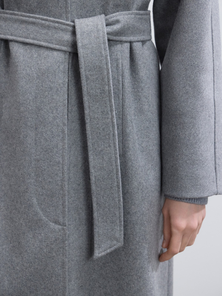 Пальто с объемным рукавом из шерсти и кашемира