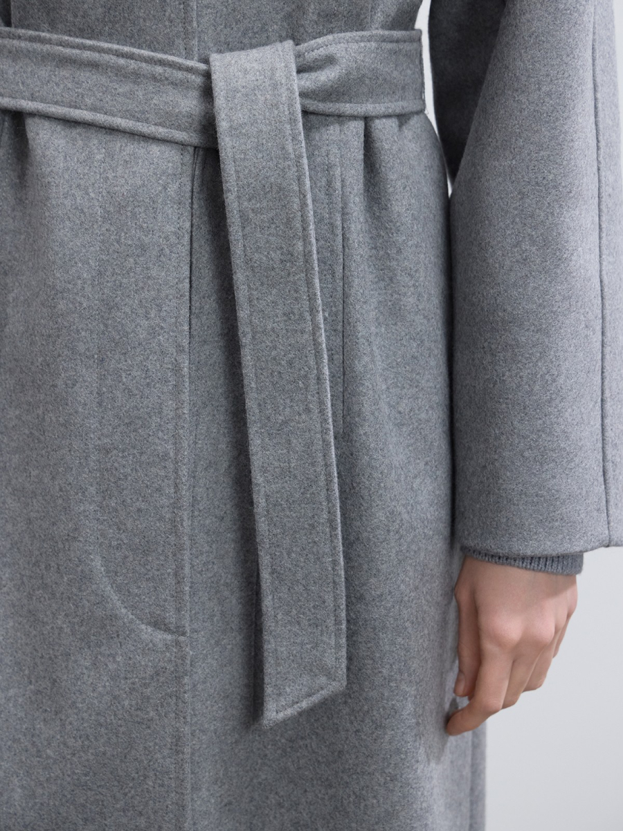 Пальто с объемным рукавом из шерсти и кашемира