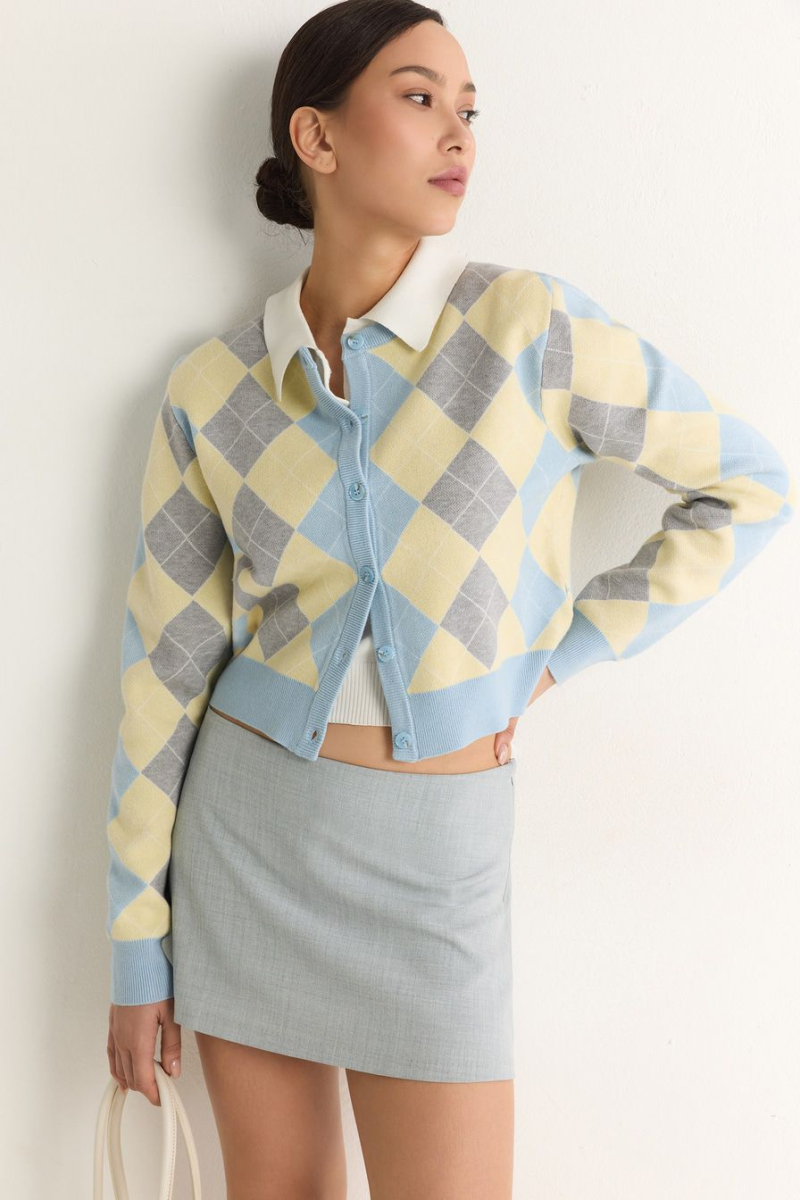 Кардиган из смесовой вискозы TOPTOP, цвет: голубой с принтом, TT.051.17707.601 купить онлайн