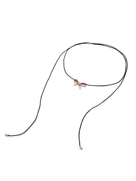 Серебряное колье "Бант" pink