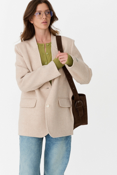 Пальто укороченное из шерсти Ricoco, цвет: бежевый, 5000/2 купить онлайн