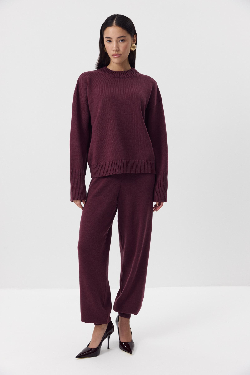 Джемпер из мериносовой шерсти с круглым вырезом Charmstore, цвет: сливовый, 303-44798-680 купить онлайн