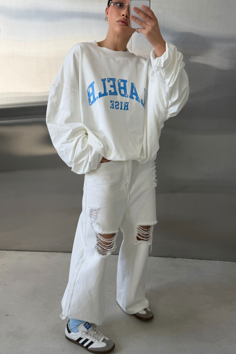 Свитшот с защипами тонкий Label .B, цвет: молочный, Tp.02.5.70\2WH купить онлайн