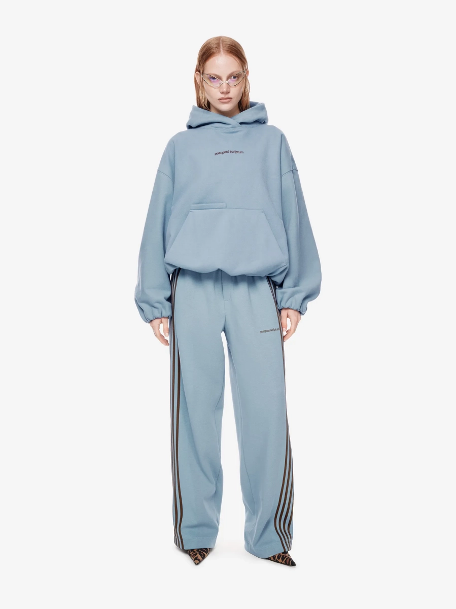 Хлопковый худи с логотипом POST POST SCRIPTUM, цвет: ретро голубой,  купить онлайн