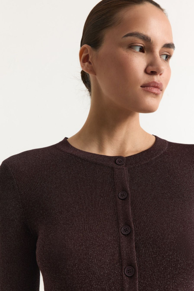 Кардиган из смесовой вискозы с люрексом TOPTOP, цвет: коричневый, TT.051.18369.700 купить онлайн