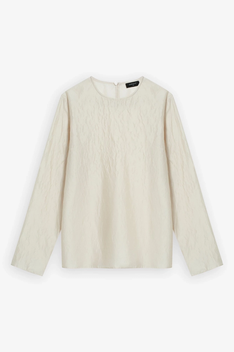 Блуза-лонгслив из фактурной ткани Daisyknit, цвет: бежевый,  купить онлайн