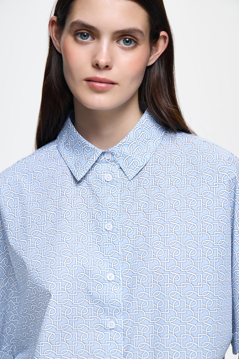 Рубашка с лого-паттерном DREAMS BY ALENA AKHMADULLINA, цвет: голубой, 126102050204686/211000 купить онлайн