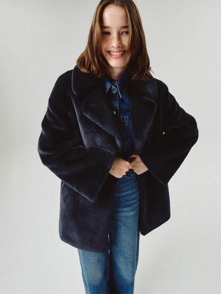 Экошуба с английским воротником Only me, цвет: графит, ЭШ2976 купить онлайн