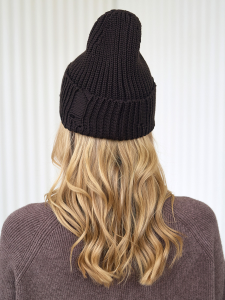 Шапка крупной вязки рваная I.B.W., цвет: капучино KJ127 купить онлайн