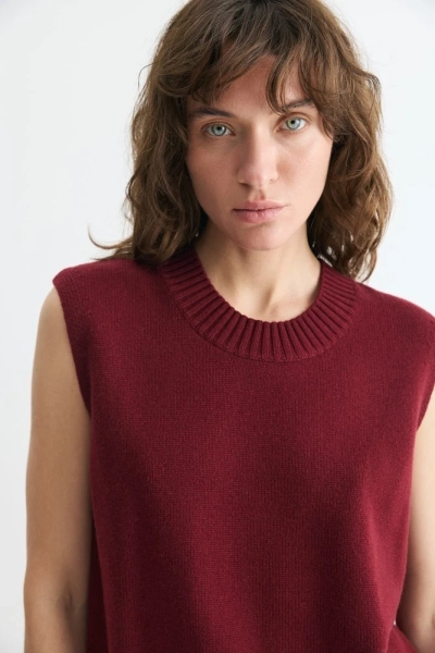 Жилет вязаный из кашемира и шерсти Daisyknit, цвет: Бордовый,  купить онлайн