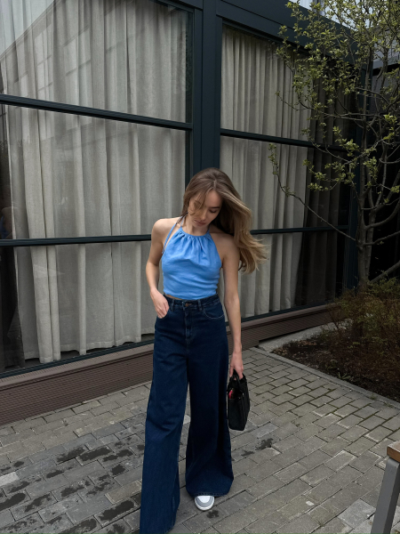 Топ на завязках изо льна LIGHT BLUE Label .B, цвет: LIGHT BLUE Tp.07.2LBL |новая коллекция купить онлайн