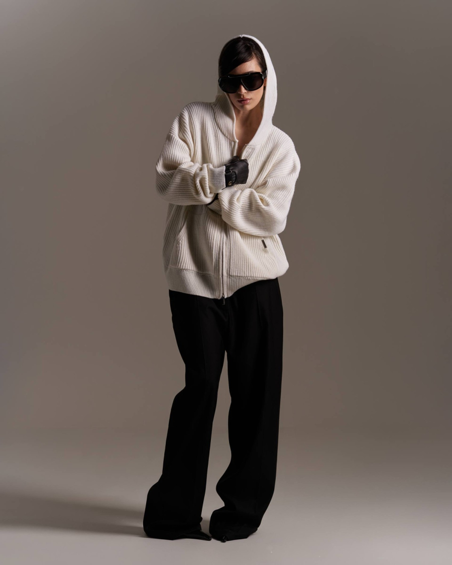 Вязаный худи с капюшоном Suborbia, цвет: экрю, 006952 купить онлайн