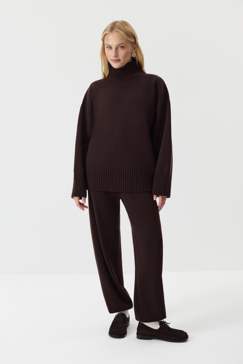 Свитер со стойкой из шерсти мериноса Charmstore, цвет: шоколадный, 314-44898-551 купить онлайн