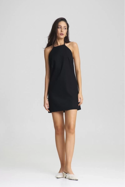 Платье мини из смесового льна Black Erist store, цвет: Черный, НФ-00002473 купить онлайн