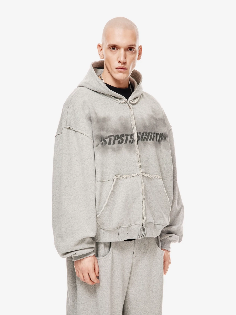 Зип Худи с принтом p.p.s., цвет: серый,  купить онлайн