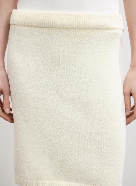 Юбка фактурной вязки из хлопка ALL WE NEED, цвет: белый,  купить онлайн