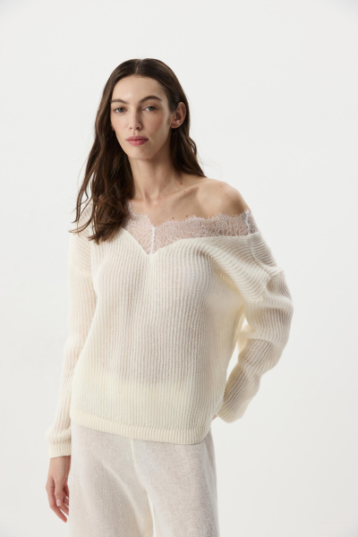 Джемпер с кружевом Charmstore, цвет: молочный, 303-49281-111 купить онлайн