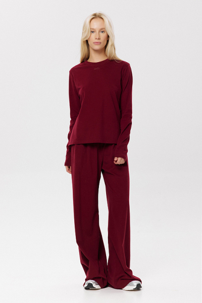 Лонгслив из бархатистого хлопка ABDA, цвет: бургунди, 432511904050 купить онлайн