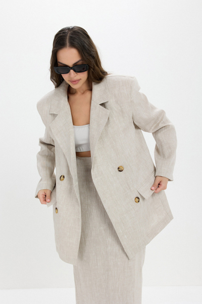 Жакет лен ABDA, цвет: бежевый, 112606703502 купить онлайн