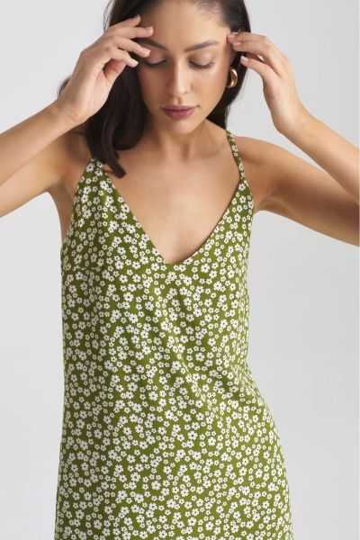 Платье мини на регулируемых бретелях Floral Green