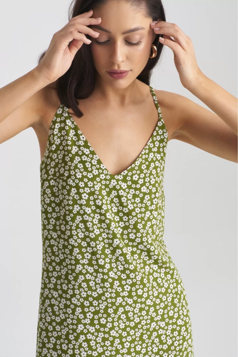 Платье мини на регулируемых бретелях Floral Green