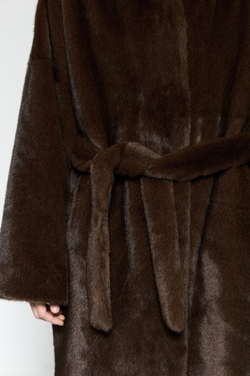 Пальто меховое AROUND, цвет: коричневый, 210_71P01 купить онлайн