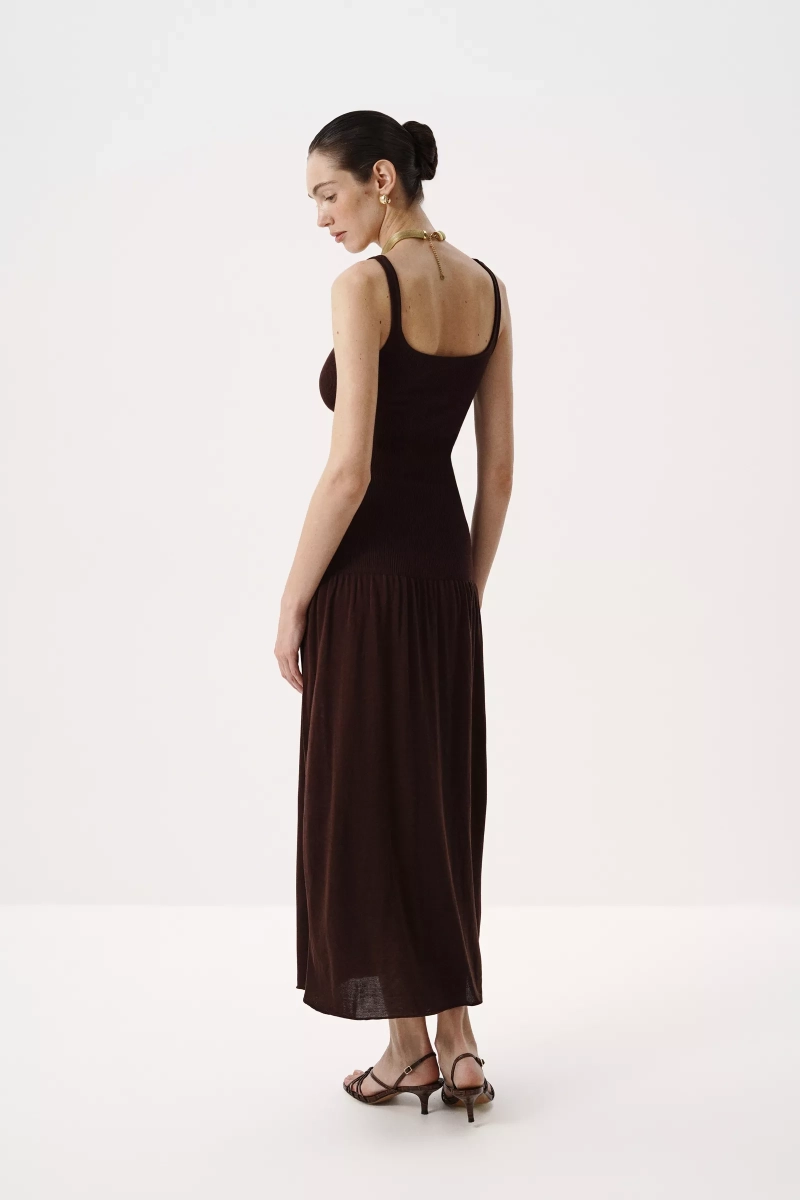 Платье из лиоцелла и шерсти Charmstore, цвет: шоколадный, 306-589119-551 купить онлайн