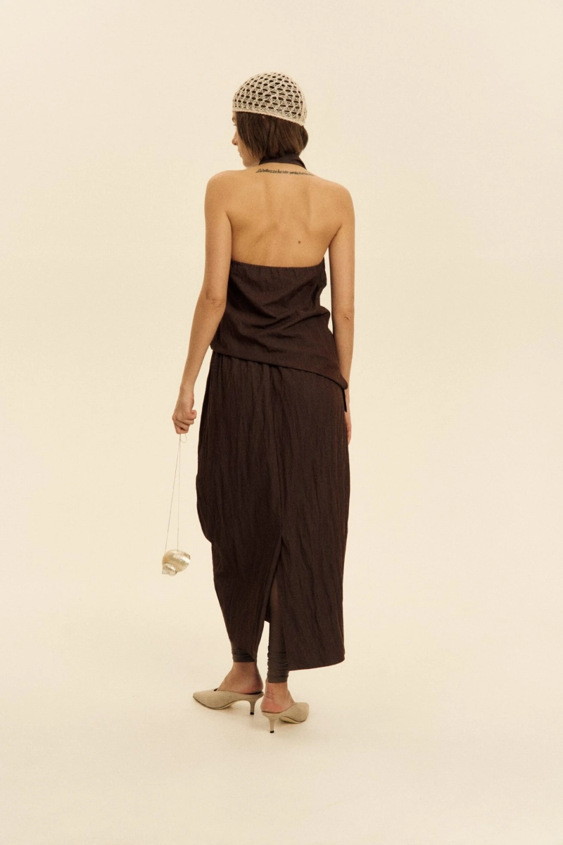 Юбка миди с эффектом жатости SAGAS, цвет: коричневый, 250013 купить онлайн