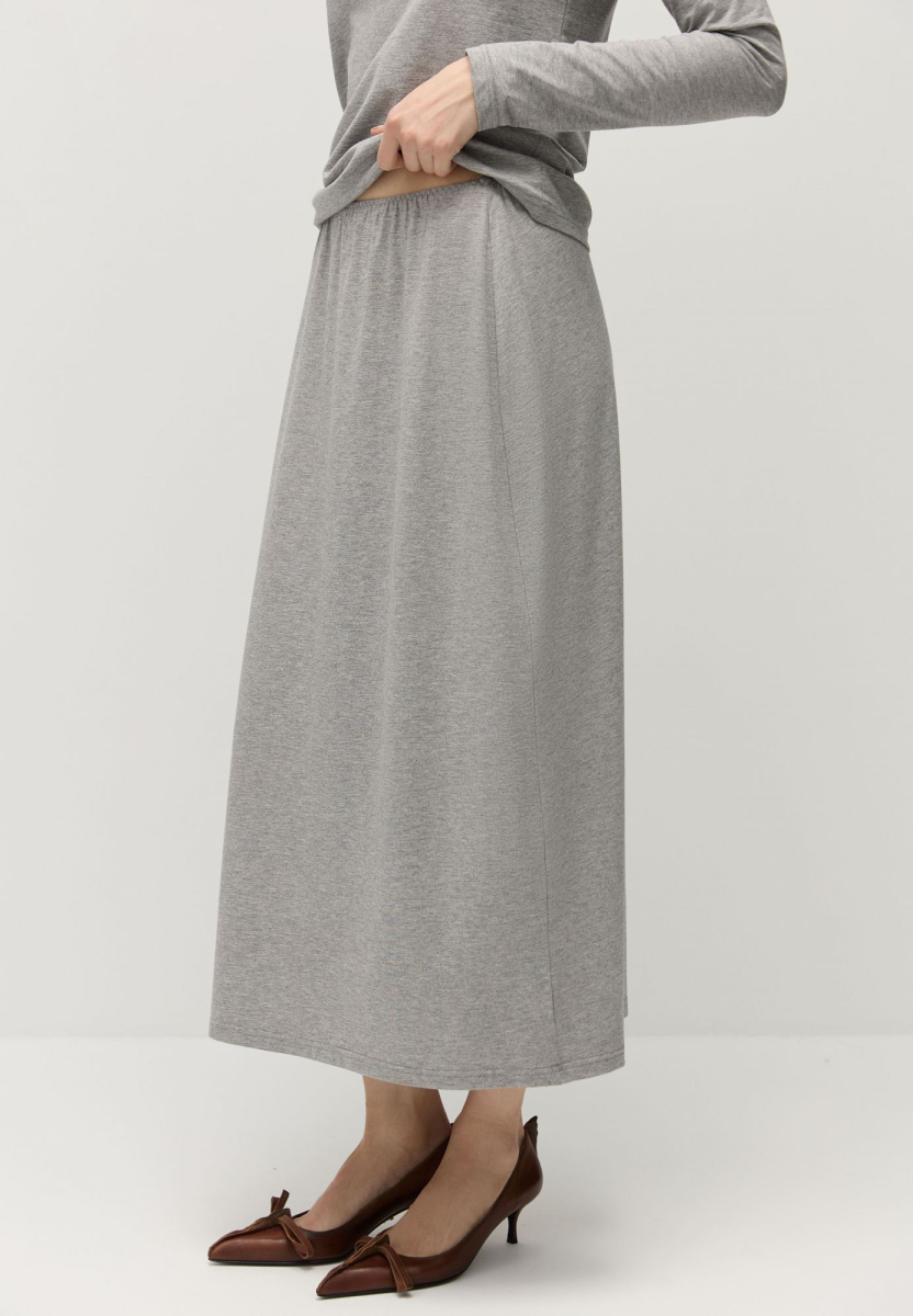 Юбка бельевая из модала с хлопком AROUND, цвет: серый меланж,  купить онлайн