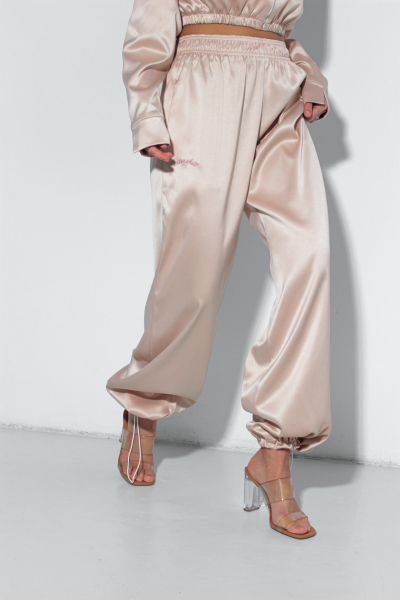 Брюки из атласа GARCHIT, цвет: бежевый, GARAtlBrBeg купить онлайн