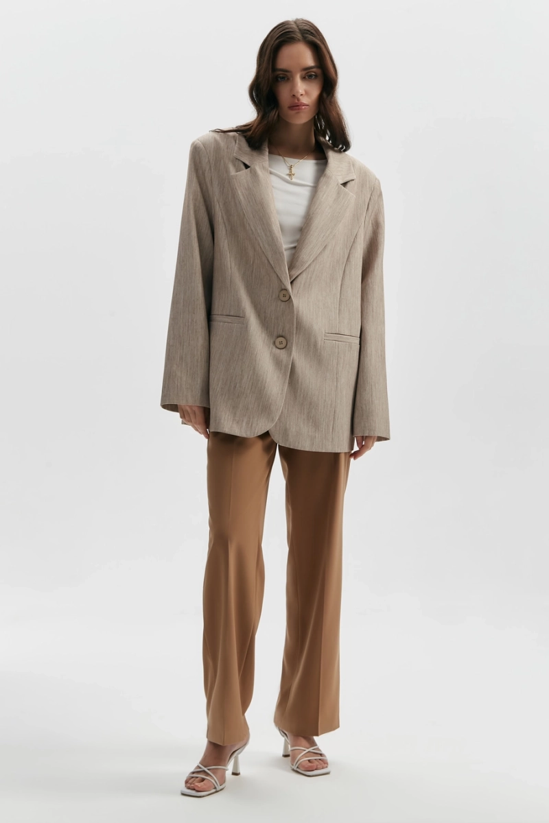 Жакет оверсайз с эффектом меланж Mollis, цвет: бежевый, 14-04-3054/1 купить онлайн