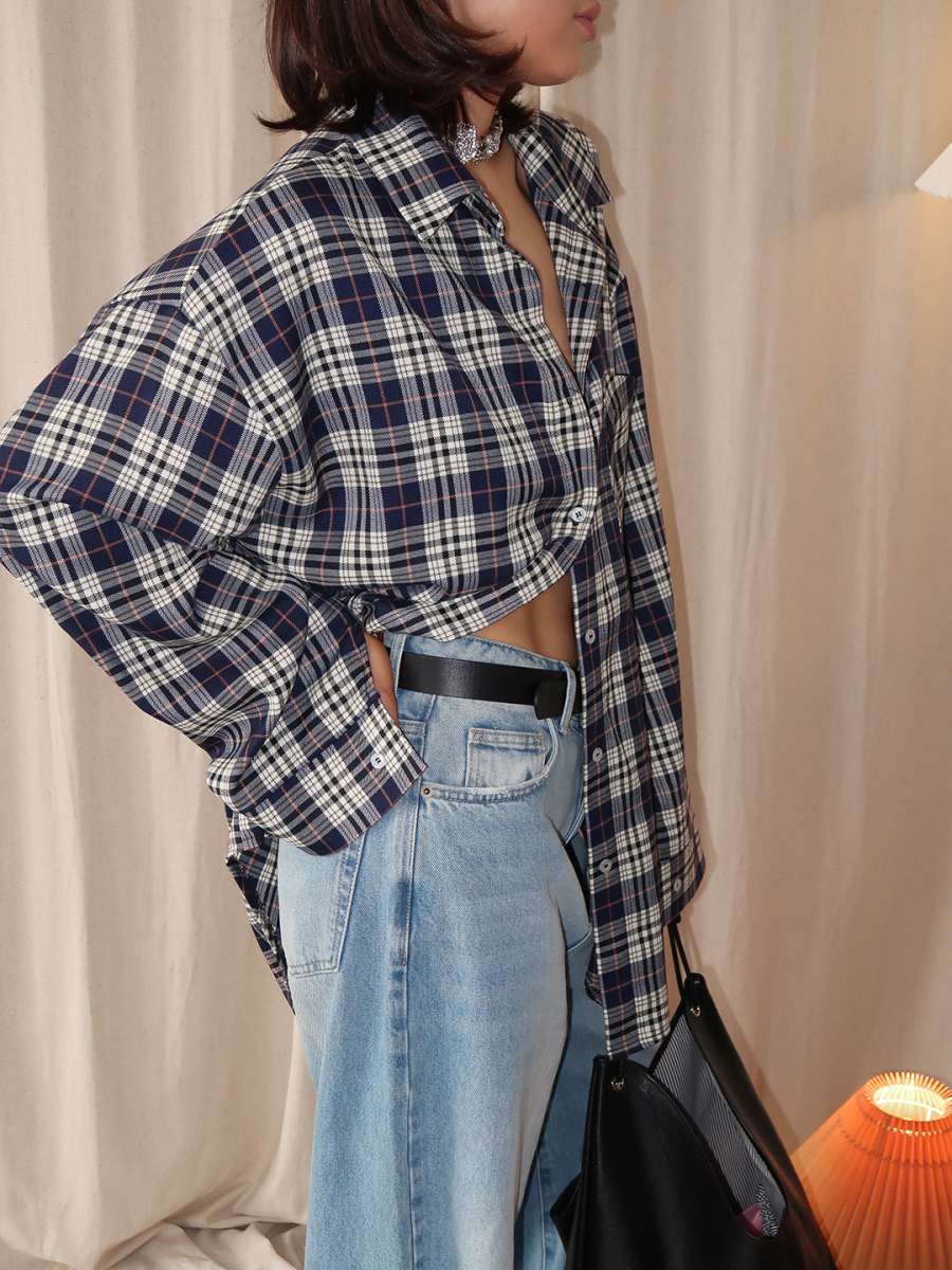 Рубашка в клетку MIARTLAND, цвет: темно-синий, НФ-00000865 купить онлайн