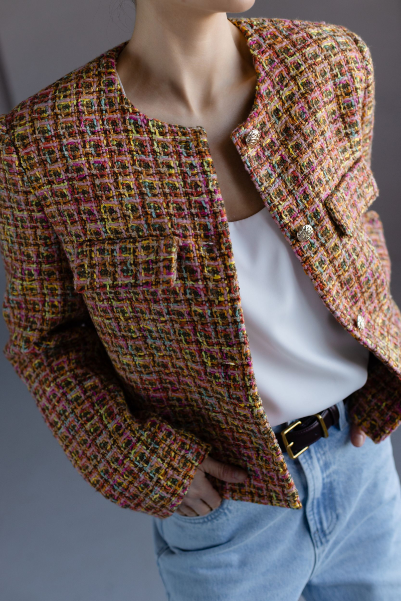 Жакет из твида укороченный VLVT, цвет: разноцветный, 00-00005118 купить онлайн