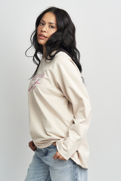 Лонгслив Не трогай меня Erist store, цвет: бежевый, НФ-00003152 купить онлайн