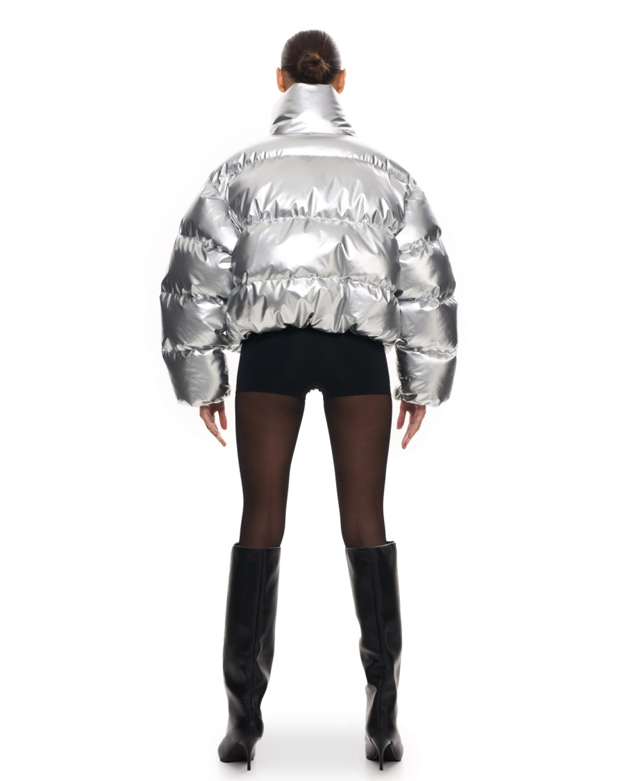 Пуховик оверсайз укороченный Suborbia, цвет: Серебряный, 006158 купить онлайн