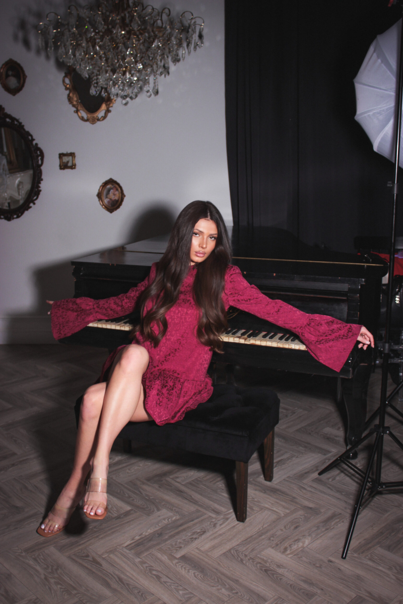 Платье с воланами GARCHIT, цвет: малиновый,  купить онлайн